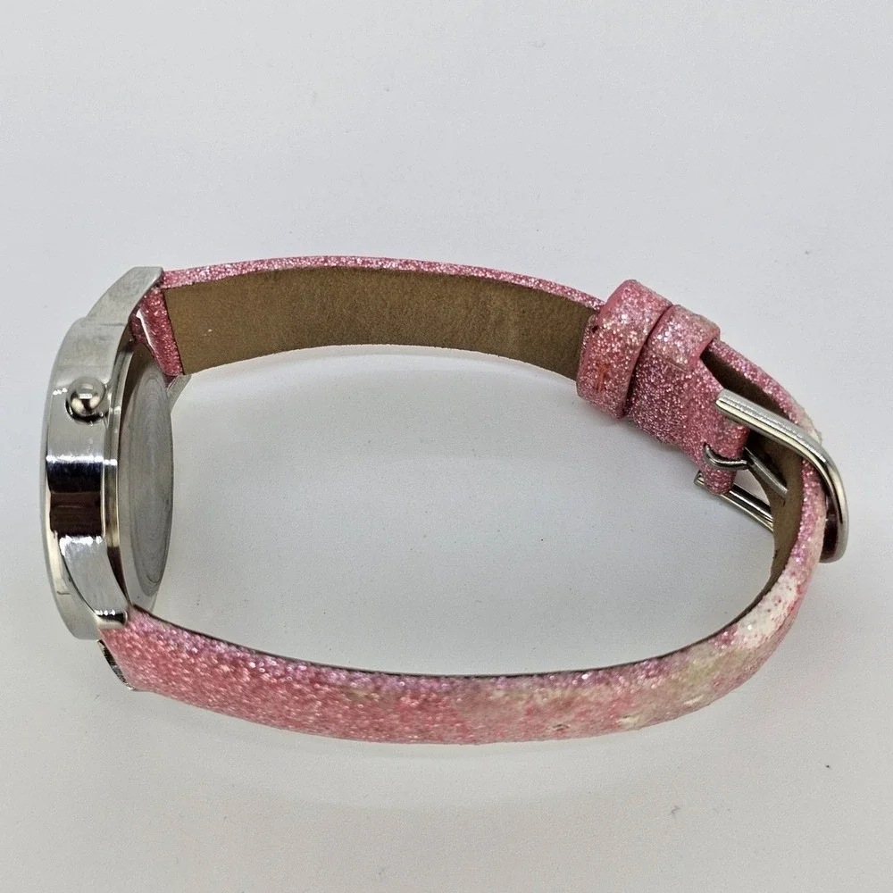 Red Balloon Watch Women 31MM White Dial Pink Leather Bands Up to 6.5
